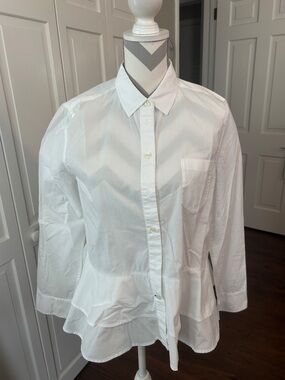 kate spade White Button-Down Peplum Blouse